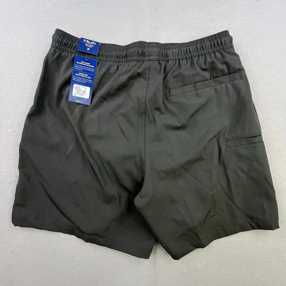 Huk Fishing Pursuit Volley Shorts Men's Medium Gray UPF Mesh Lined Swim Athletic